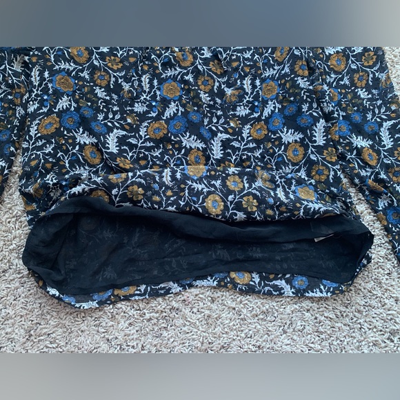 Joie Swiss Dot Floral Print Ruffled Split Tie Neck Blouse Puff Sleeves Size S - Picture 12 of 14